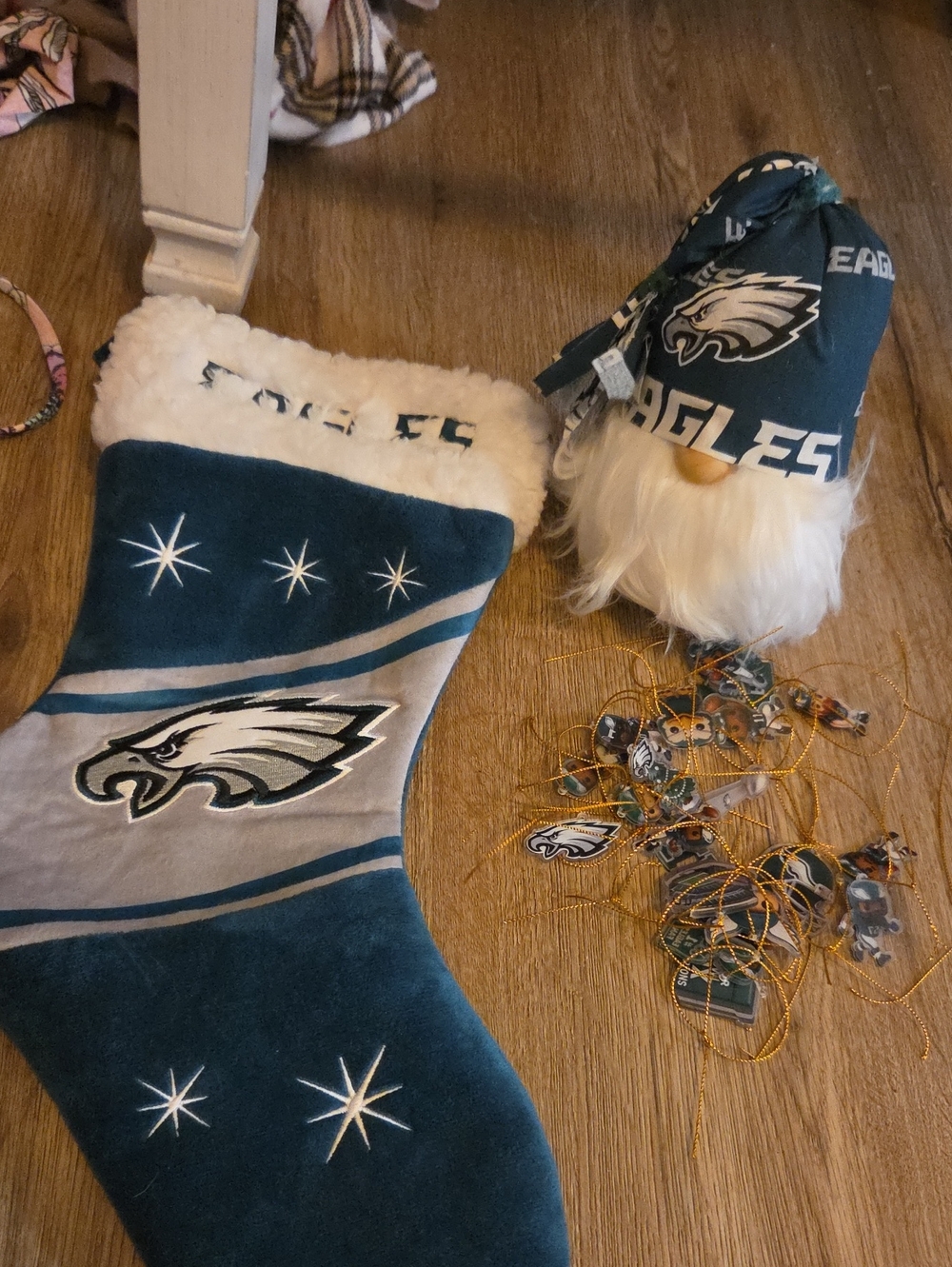 Philadelphia Eagles Holiday Stocking & Gnome Set - Midnight Green & White